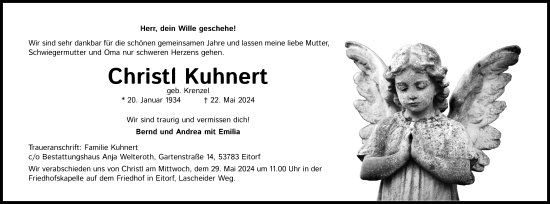 Anzeige von Christl Kuhnert von Kölner Stadt-Anzeiger / Kölnische Rundschau / Express