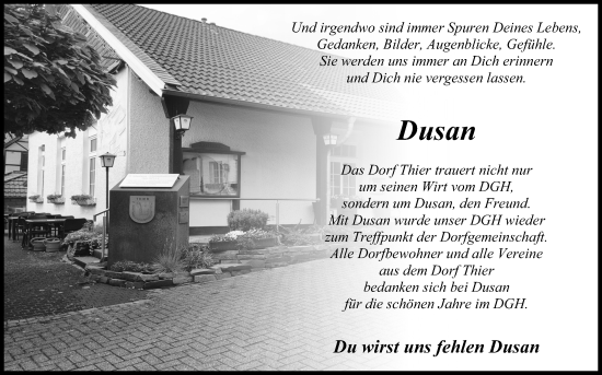 Anzeige von Dusan  von Kölner Stadt-Anzeiger / Kölnische Rundschau / Express