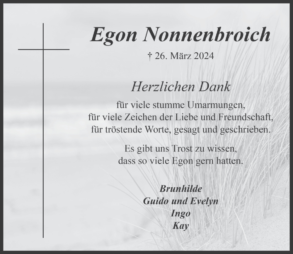  Traueranzeige für Egon Nonnenbroich vom 10.05.2024 aus  Lokale Informationen 