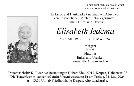 Anzeige von Elisabeth Iedema von  Werbepost 