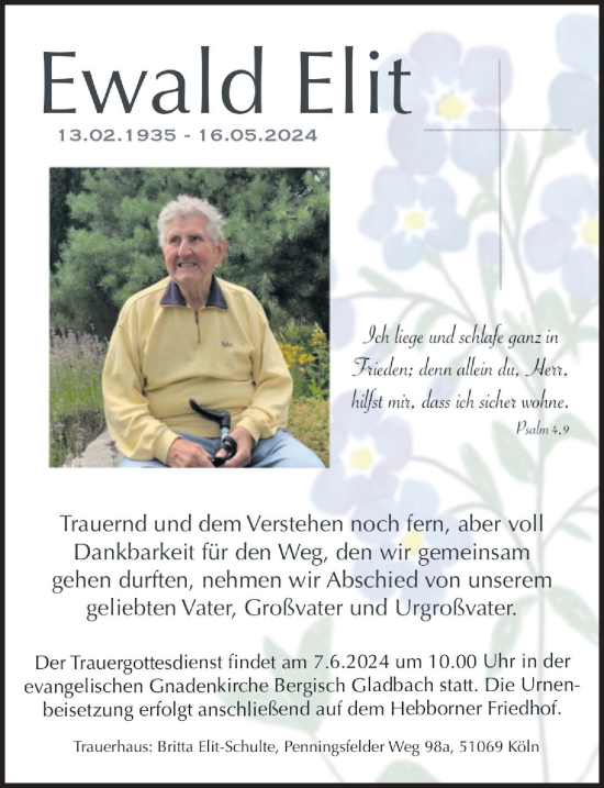 Anzeige von Ewald Elit von  Bergisches Handelsblatt 