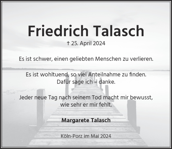 Anzeige von Friedrich Talasch von  EXPRESS - Die Woche 