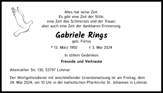 Anzeige von Gabriele Rings von Kölner Stadt-Anzeiger / Kölnische Rundschau / Express