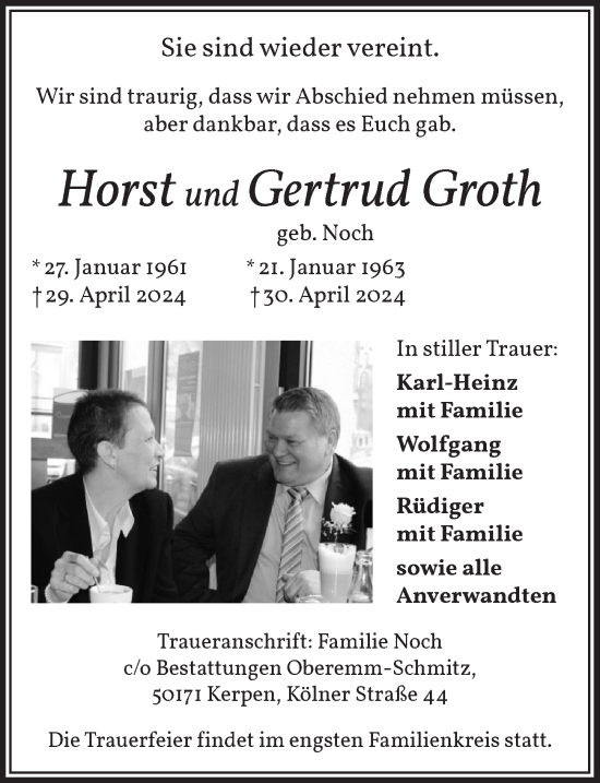 Anzeige von Gertrud Groth von  Werbepost 