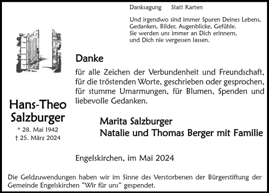 Anzeige von Hans-Theo Salzburger von  Bergisches Handelsblatt  Anzeigen Echo 