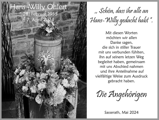 Anzeige von Hans-Willy Ohlert von  Blickpunkt Euskirchen 