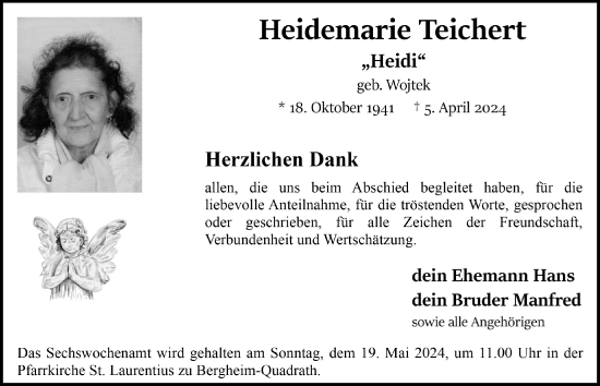 Anzeige von Heidemarie Teichert von  Werbepost 