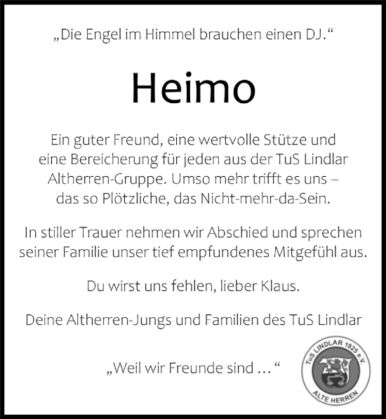 Anzeige von Heimo  von  Anzeigen Echo 