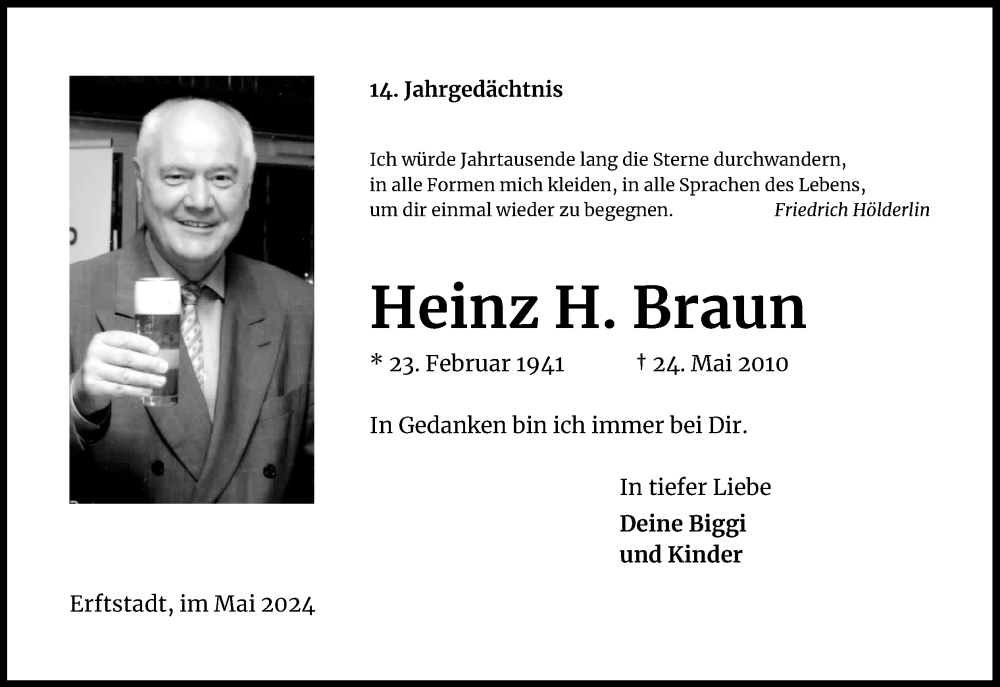  Traueranzeige für Heinz Braun vom 18.07.2023 aus Kölner Stadt-Anzeiger / Kölnische Rundschau / Express