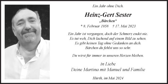 Anzeige von Heinz-Gert Sester von  Wochenende 