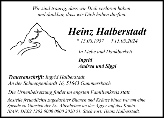 Anzeige von Heinz Halberstadt von  Anzeigen Echo 