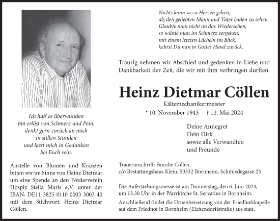 Anzeige von Heinz Dietmar Cöllen von  Schaufenster/Blickpunkt 