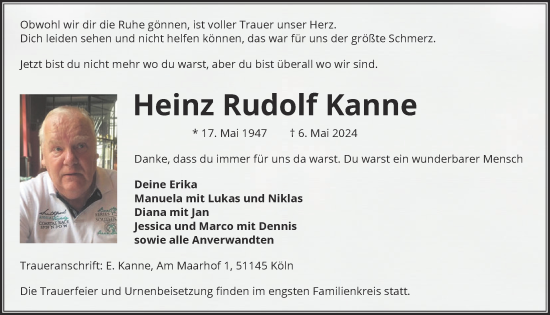 Anzeige von Heinz Rudolf Kanne von  EXPRESS - Die Woche 