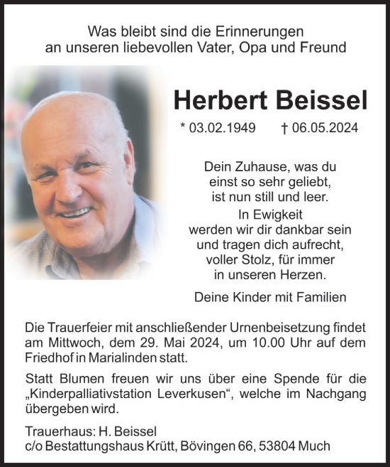 Anzeige von Herbert Beissel von  Bergisches Handelsblatt 