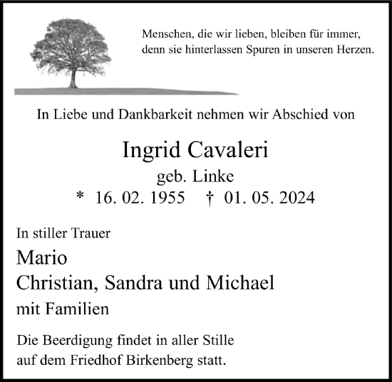 Anzeige von Ingrid Cavaleri von  Lokale Informationen 