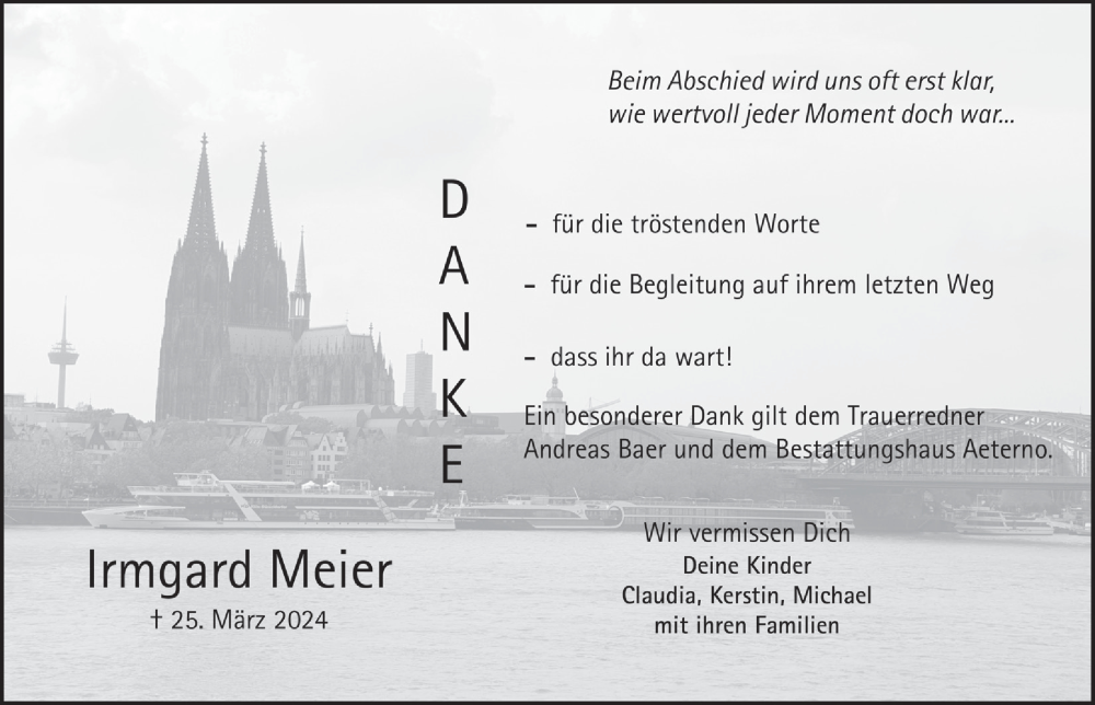 Traueranzeige für Irmgard Meier vom 10.05.2024 aus  Anzeigen Echo 