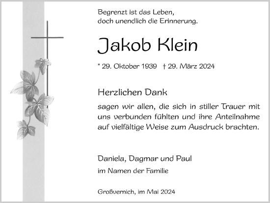 Anzeige von Jakob Klein von  Blickpunkt Euskirchen 