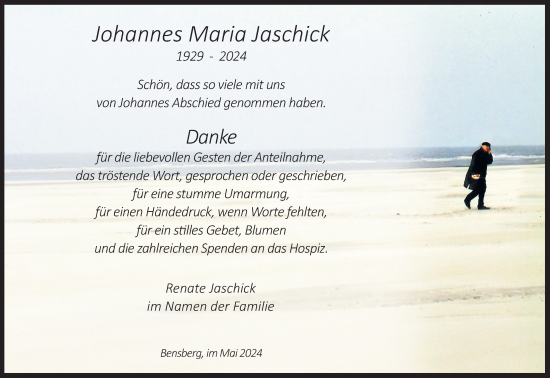 Anzeige von Johannes Maria Jaschick von Kölner Stadt-Anzeiger / Kölnische Rundschau / Express