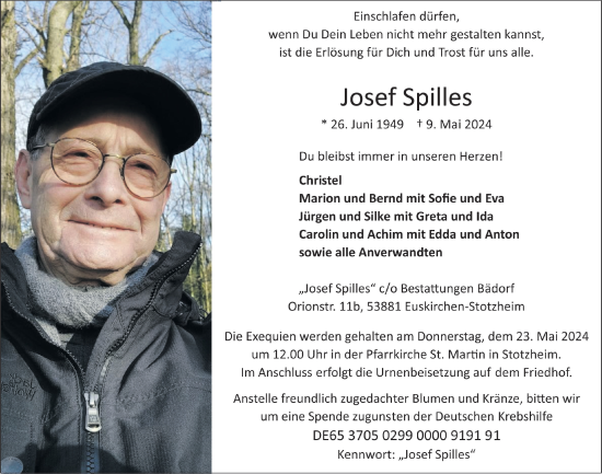 Anzeige von Josef Spilles von  Blickpunkt Euskirchen 