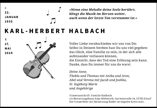 Anzeige von Karl-Herbert Halbach von Kölner Stadt-Anzeiger / Kölnische Rundschau / Express