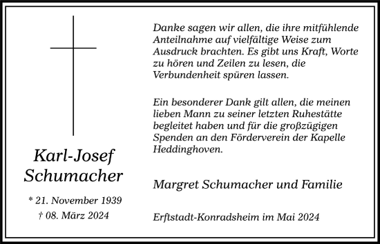 Anzeige von Karl-Josef Schumacher von  Werbepost 
