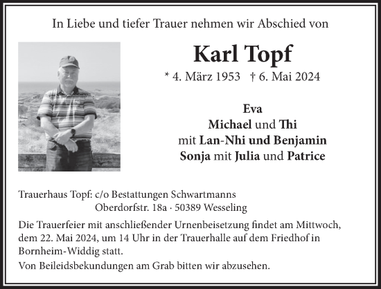 Anzeige von Karl Topf von  Schaufenster/Blickpunkt  Schlossbote/Werbekurier 