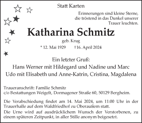 Anzeige von Katharina Schmitz von  Werbepost 