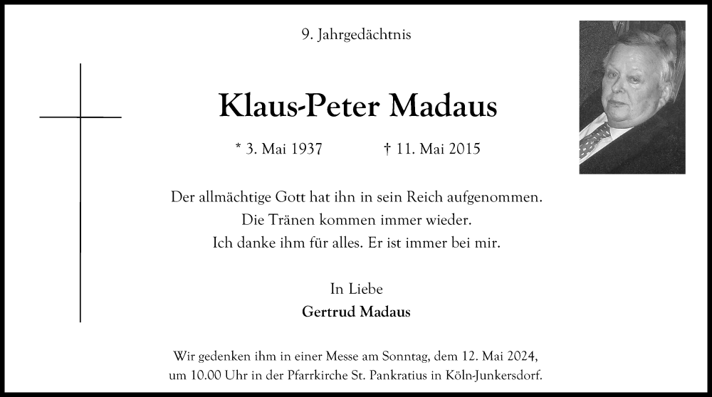  Traueranzeige für Klaus-Peter Madaus vom 18.07.2023 aus Kölner Stadt-Anzeiger / Kölnische Rundschau / Express