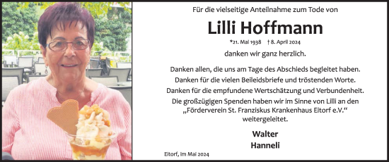 Anzeige von Lilli Hoffmann von Kölner Stadt-Anzeiger / Kölnische Rundschau / Express