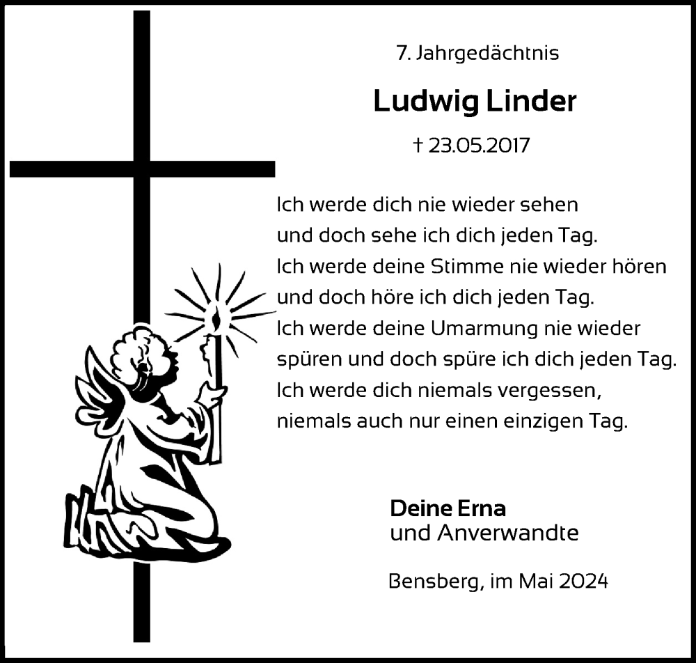  Traueranzeige für Ludwig Linder vom 18.07.2023 aus Kölner Stadt-Anzeiger / Kölnische Rundschau / Express