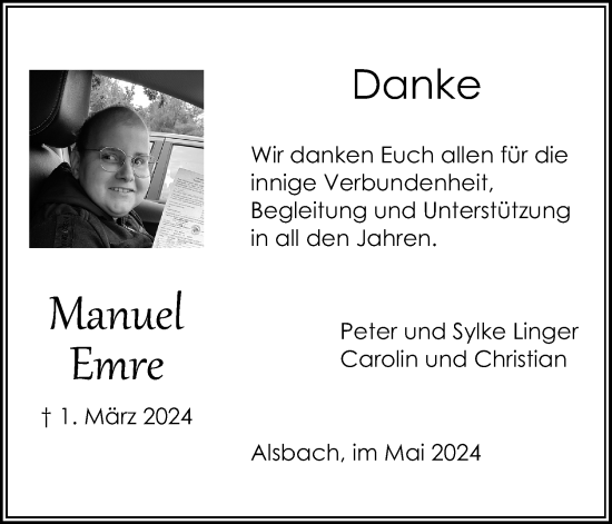 Anzeige von Manuel Emre von Kölner Stadt-Anzeiger / Kölnische Rundschau / Express