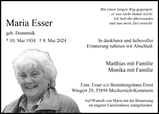 Anzeige von Maria Esser von  Blickpunkt Euskirchen 