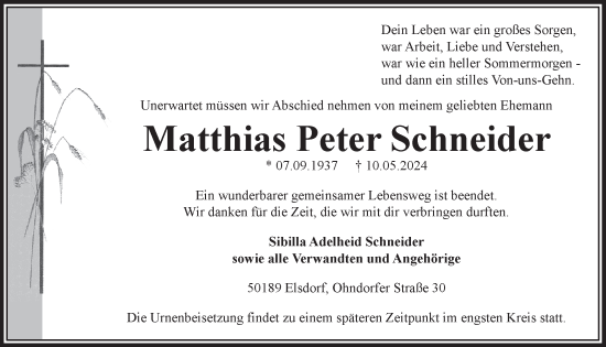 Anzeige von Matthias Schneider von  Werbepost 