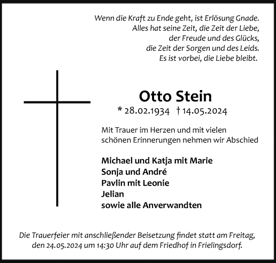 Anzeige von Otto Stein von Kölner Stadt-Anzeiger / Kölnische Rundschau / Express