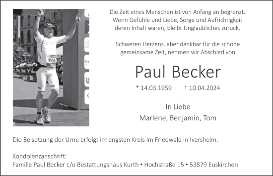 Anzeige von Paul Becker von  Blickpunkt Euskirchen 