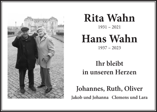 Anzeige von Rita Wahn von  Schlossbote/Werbekurier 