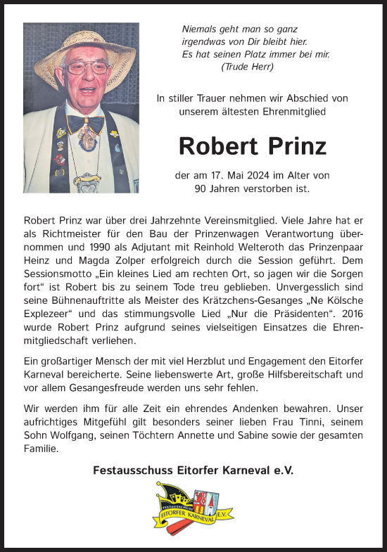 Anzeige von Robert Prinz von Kölner Stadt-Anzeiger / Kölnische Rundschau / Express