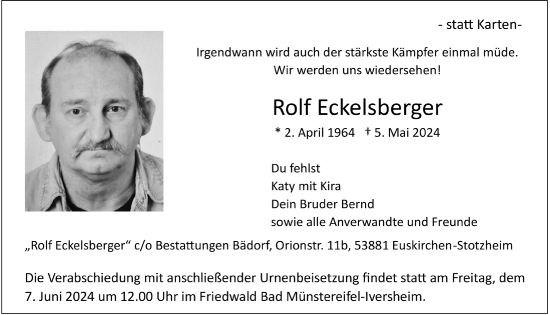 Anzeige von Rolf Eckelsberger von  Blickpunkt Euskirchen 