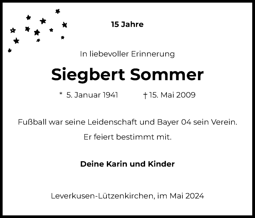  Traueranzeige für Siegbert Sommer vom 18.07.2023 aus Kölner Stadt-Anzeiger / Kölnische Rundschau / Express