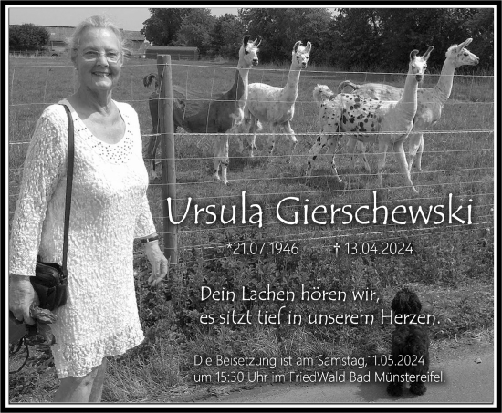 Anzeige von Ursula Gierschewski von  Schaufenster/Blickpunkt 