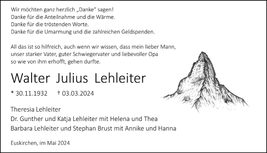 Anzeige von Walter Julius Lehleiter von  Blickpunkt Euskirchen 