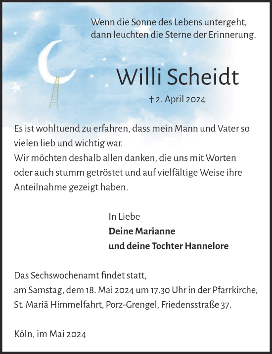 Anzeige von Willi Scheidt von  EXPRESS - Die Woche 