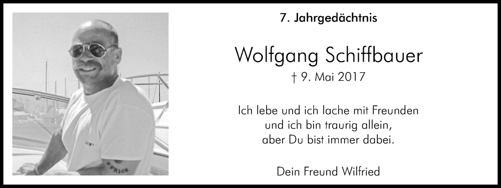  Traueranzeige für Wolfgang Schiffbauer vom 18.07.2023 aus Kölner Stadt-Anzeiger / Kölnische Rundschau / Express