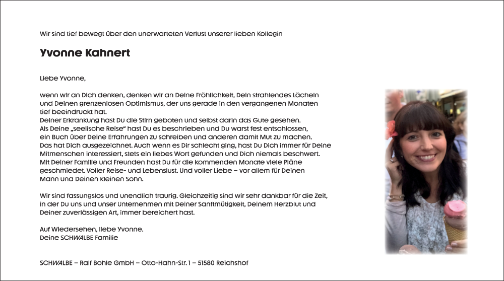 Traueranzeige für Yvonne Kahnert vom 17.05.2024 aus Kölner Stadt-Anzeiger / Kölnische Rundschau / Express