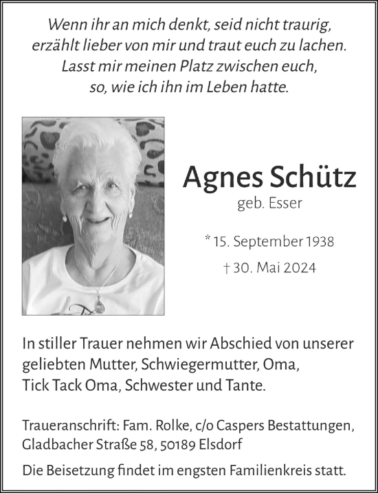 Anzeige von Agnes Schütz von  Werbepost 