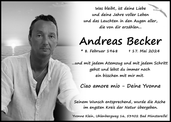Anzeige von Andreas Becker von  Blickpunkt Euskirchen 