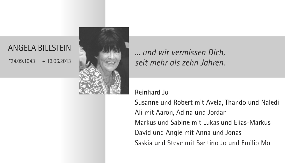  Traueranzeige für Angela Billstein vom 18.07.2023 aus  EXPRESS - Die Woche 