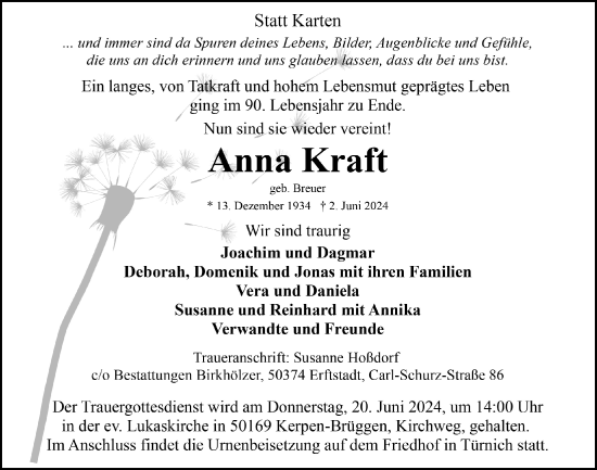Anzeige von Anna Kraft von  Werbepost 