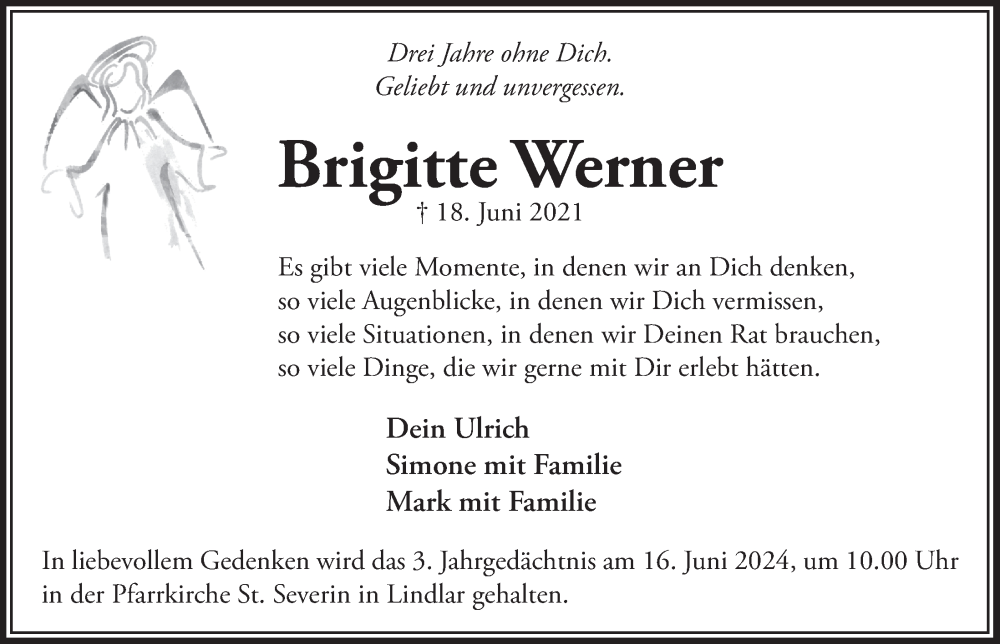  Traueranzeige für Brigitte Werner vom 18.07.2023 aus  Anzeigen Echo 