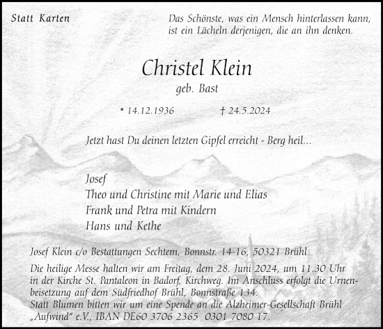 Anzeige von Christel Klein von  Schlossbote/Werbekurier 